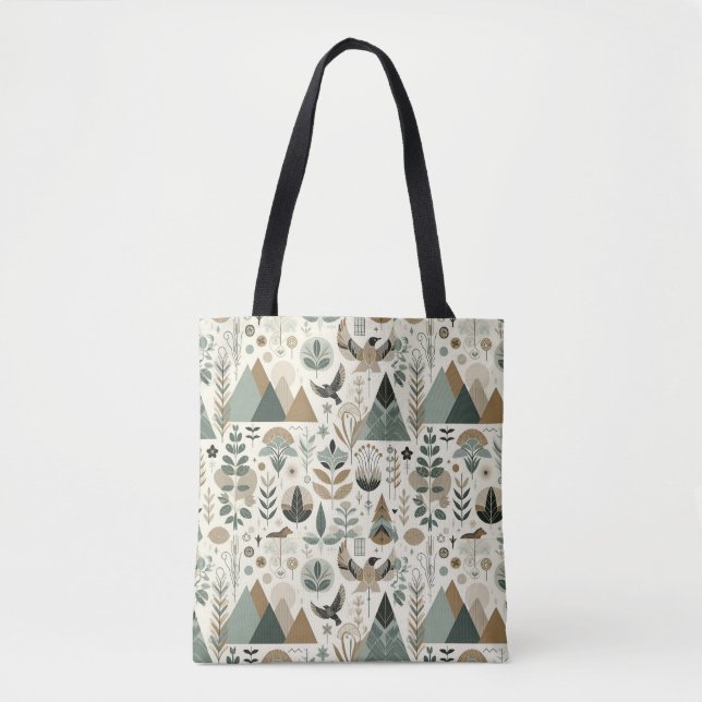 Boho Forest Tote Bag - Nature Inspiriert Skandinav (Vorderseite)