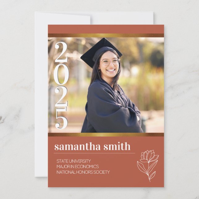 Boho Foto Abschluss Einladung (Rückseite)