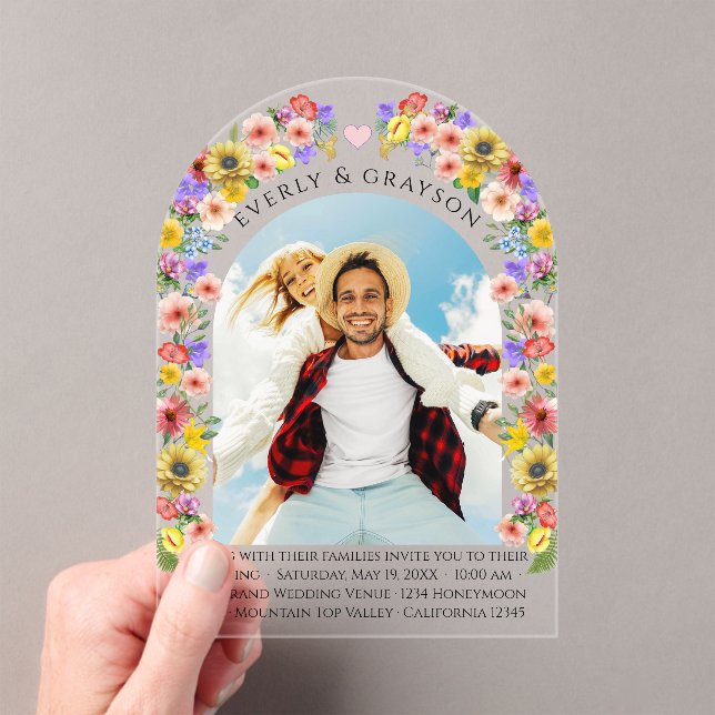 Boho Foto Arch Wildblume Bloom Wedding Acryleinladungen (Insitu (Handheld))