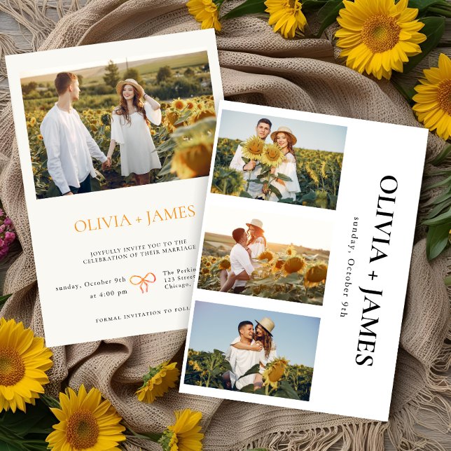 Boho Foto Collage Elegante Hochzeit Einladung (Von Creator hochgeladen)