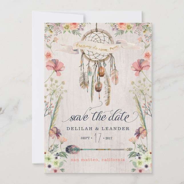 Boho Foto Dreamcatcher Speichern Sie die Datumskar Save The Date (Vorderseite)