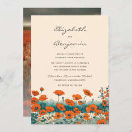 Boho Foto Floral Wildblume Wedding Einladung