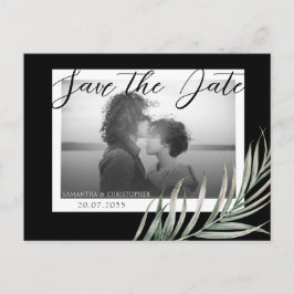 Boho Foto Foliage Black & White Save the Date Postkarte