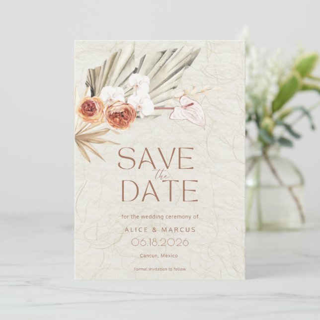Boho Foto Hochzeit im Herbst Save The Date (Stehend Vorderseite)