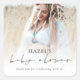 Boho Foto Overlay Script Kinderdusche Vielen Dank Quadratischer Aufkleber