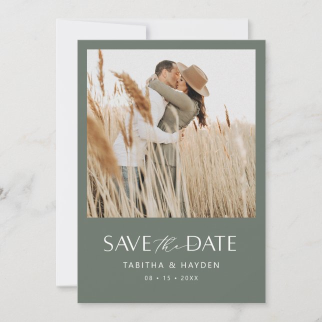 Boho Foto Save the Date Karte Minimalistisch Hochz (Vorderseite)