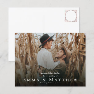 Boho Foto Save the Date mit marokkanischer brauner Postkarte