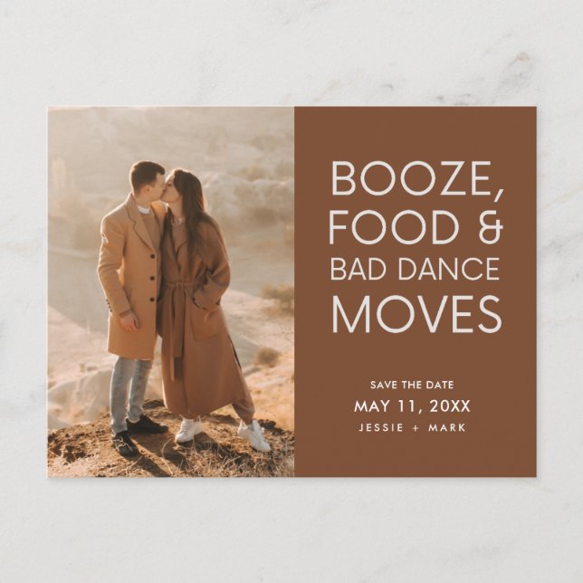 Boho Foto Terracotta Wedding Save the Date Ankündigungspostkarte (Vorderseite)