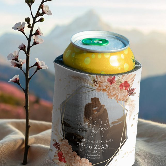 Boho Foto | Terracotta Wedding Save the Date Dosenkühler (Von Creator hochgeladen)