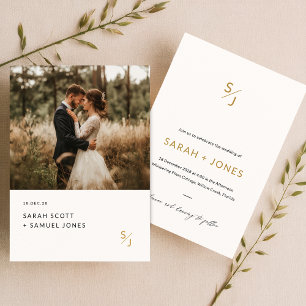 Boho Foto Wedding Invite   Chic Modern Minimalisti Einladung