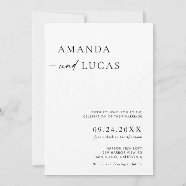 Boho Foto Wedding Invite | Deutsch Minimalistisch Einladung (Rückseite)