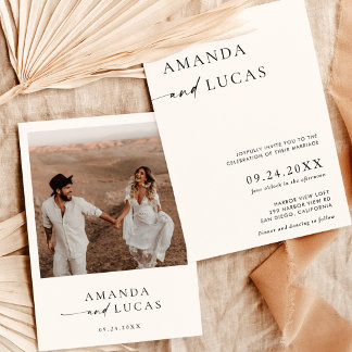 Boho Foto Wedding Invite | Modernes Minimalistisch Einladung