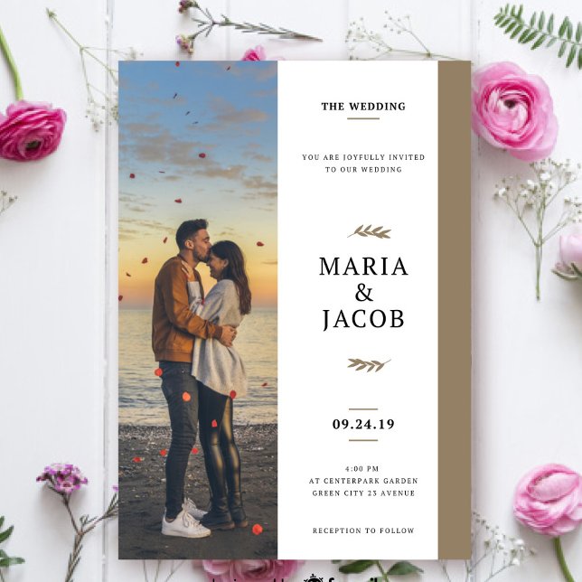 Boho Foto Wedding Invite | Modernes Minimalistisch Einladung (Von Creator hochgeladen)