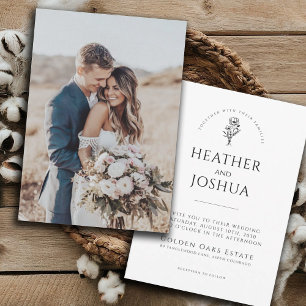 Boho Foto Wedding Invite   Modernes Minimalistisch Einladung