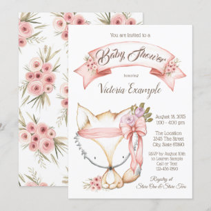 Boho Fox Baby Mädchen Einladungen zur Babyparty