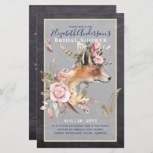 Boho FOX Brautparty Woodland Feathers Floral