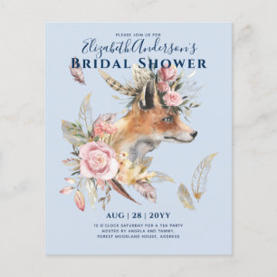 Boho FOX Brautparty Woodland Feathers Floral Flyer