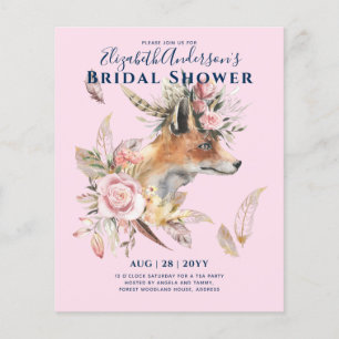 Boho FOX Brautparty Woodland Feathers Floral Flyer