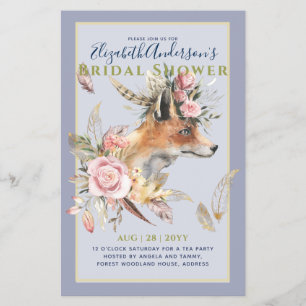 Boho FOX Brautparty Woodland Feathers Floral Flyer