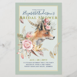 Boho FOX Brautparty Woodland Feathers Floral Flyer