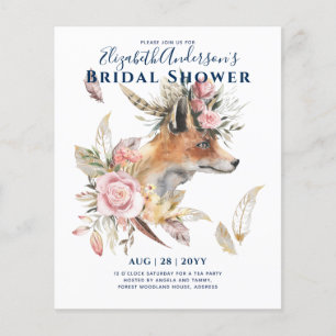 Boho FOX Brautparty Woodland Feathers Floral Flyer
