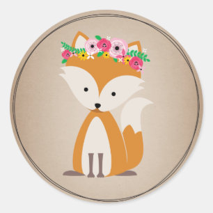 Boho Fox Cardstock Inspiriert Babydusche Runder Aufkleber