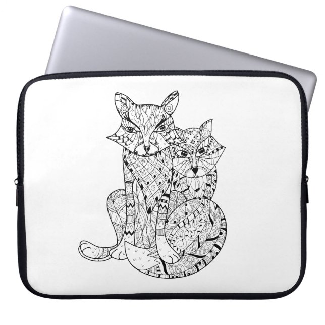 Boho Fox-Gekritzel Laptopschutzhülle (Vorderseite)