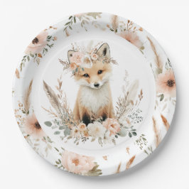 Boho Fox Girl Woodland Party Pappteller