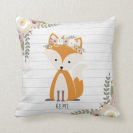 Boho Fox Gray Wood Kissen