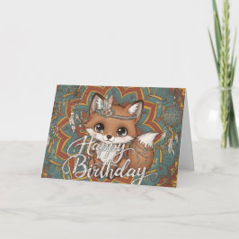 Boho Fox Happy Birthday Card Karte