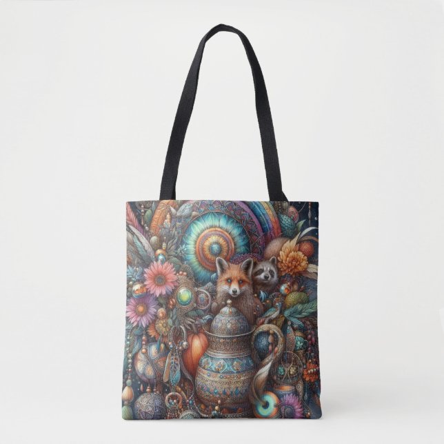 Boho Fox Raccoon Floral Design (Vorderseite)