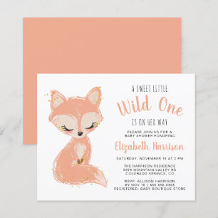 Boho Fox Terracotta Baby Girl Dusche Einladung