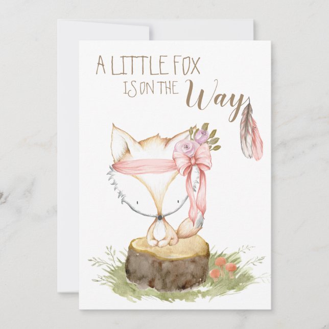 *~* Boho Fox Wald Feathers Arrow Einladung (Vorderseite)