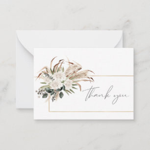 Boho Frame Palm Pampas & Beige Floral Mitteilungskarte