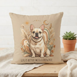 Boho Französische Bulldogge Sonne und Mond Kissen