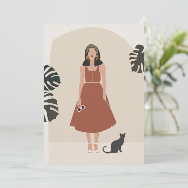 Boho Frau in Terracotta Dress Summer Fashion (Stehend Vorderseite)