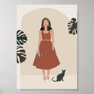 Boho Frau in Terracotta Dress Summer Fashion Poster