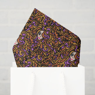 Boho-Frauenhaar-Illustrationsmuster Seidenpapier