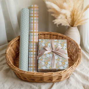 Boho-Freigeist Blumen Pastell Lustig Geschenkpapier Set