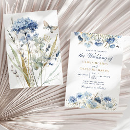Boho French Blue Wildblume Meadow Wedding Einladun Einladung