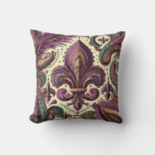 Boho French Quarter lila Fleur-de-lis Kissen