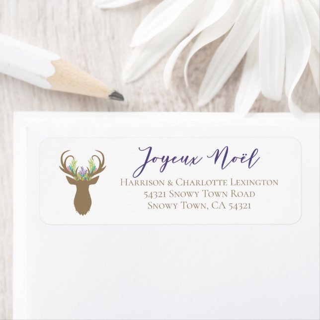 Boho French Weihnachten Christmas Reindeer Typogra (Insitu)