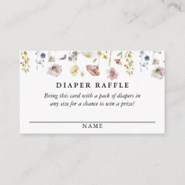 Boho Fresh Watercolor Wildblumen Diaper Raffle Begleitkarte