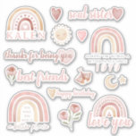 Boho Friend Birthday Vinyl Stickers Aufkleber<br><div class="desc">Feiern Sie Ihren besten Freund mit diesen niedlichen personalisierten Boho Aquarellaufklebern!</div>