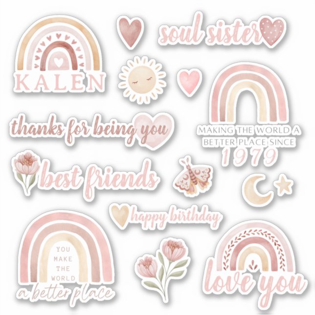 Boho Friend Birthday Vinyl Stickers Aufkleber (Vorderseite)