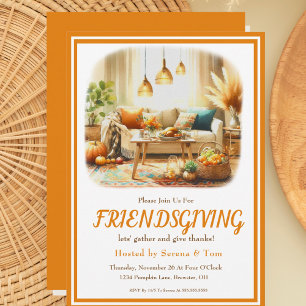 Boho Friendsgiving Erntedank Living Room Einladung