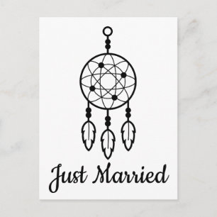 Boho Frisch Vermählt Hochzeit Traumfänger Tribal Ankündigungspostkarte