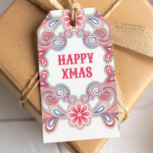 Boho Frohe Weihnachten rote und violette Schwünge