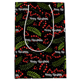 Boho fröhlich und verlasse Weihnachtswrapping Pape Mittlere Geschenktüte