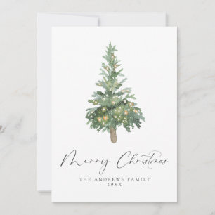 Boho Frory Christmas Watercolor Tree Non-Foto Feiertagskarte